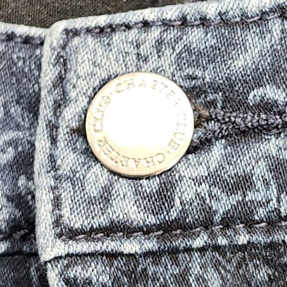 Charter Club Jeans Womens 10 Blue Geometric Lexington Straight Leg Stretch Denim - Picture 2 of 14